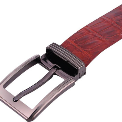 Thắt Lưng Nam Da Cá Sấu Gai Đuôi Đầu Kim Bản Lớn Huy Hoàng HT4716 - Nâu Đất