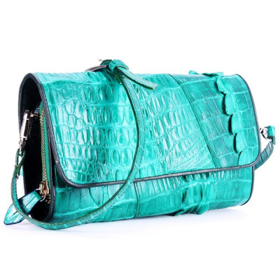 Túi xách nữ da cá sấu Huy Hoàng đeo chéo 2 gai màu xanh lá HC6252