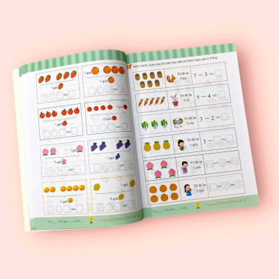 Sách cho bé - Nhìn Tranh Hoàn Thành Phép Tính - Toán Tiền Tiểu Học - Vui Học Toán - Dành cho trẻ từ 4 tuổi