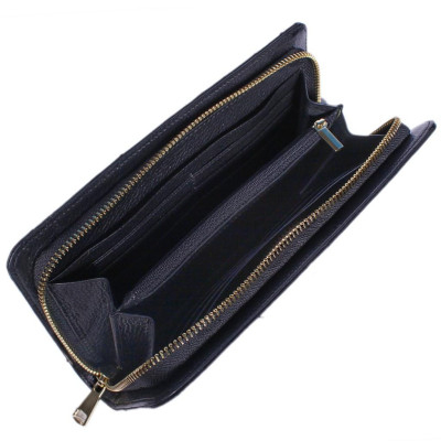 Ví nữ da đà điểu Huy Hoàng 1 khóa thụt màu đen - HP3462