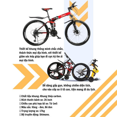 Xe Đạp Thể Thao Địa Hình Gấp Gọn Ngoài Trời  Vành 26 Inch