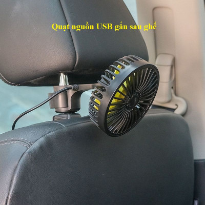 Quạt nguồn Usb  5V 12V 24V - 3 Tốc Độ gắn sau ghế Ô tô