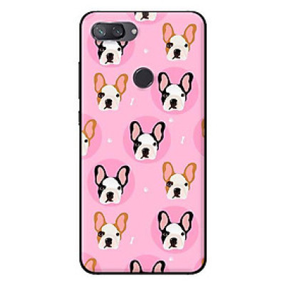Ốp lưng in cho Xiaomi Mi 8 Lite mẫu Họa Tiết Pulldog Xương Nền Hồng - Hàng chính hãng