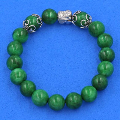 Vòng tay chuỗi hạt Đá Cẩm Thạch nhiều mẫu 10 ly - Vòng tay Phật Tổ Như Lai inox bạc - hợp mệnh Mộc, mệnh Hỏa