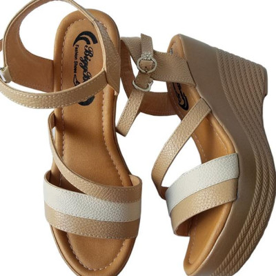 Giày Sandal Nữ Đế Xuồng BIGGBEN Da Bò Thật SDX16