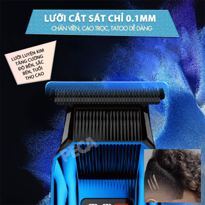 Tông đơ chấn viền Kemei KM-2795 lưỡi cắt mạ carbon DLC cao cấp công suất mạnh mẽ 8W sạc nhanh USB pin lâu - Chính hãng