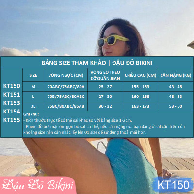 Bikini 2 mảnh nữ sexy gợi cảm, quần cạp cao, áo đệm ngực dày vừa phải, tôn vẻ quyến rũ bạn gái, chất đẹp ôm gọn gàng | KT150