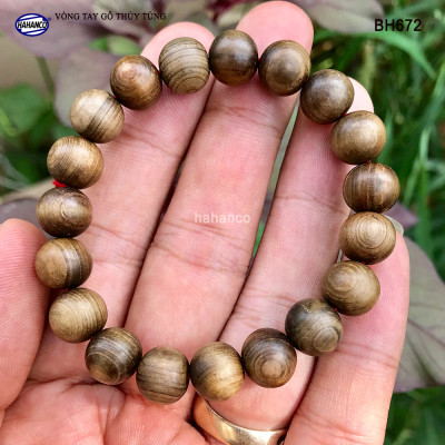 Vòng tay gỗ Thuỷ Tùng Thơm nức (BH672) Đắc Tài – Đắc Lộc – Đắc Bình An - May Mắn/ Vân gỗ đẹp - Bracelet of HAHANCO
