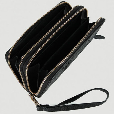 Ví nữ da trăn Huy Hoàng 2 khóa Vip màu đen HT3336