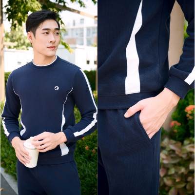 LAROMA Bộ Quần Áo Nỉ Thu Đông Cổ Chui Cho Nam | Sọc Đơn - Giữ Ấm - Vải Thơm - Kháng Khuẩn - Mềm Mại - Co Dãn