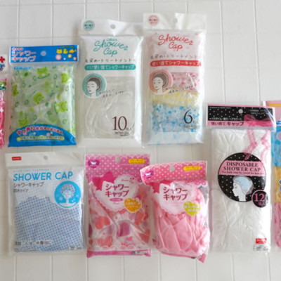 Set 06 mũ tắm trùm đầu, họa tiết chấm bi Free size Shower Cap Seiwa - Hàng nội địa Nhật Bản