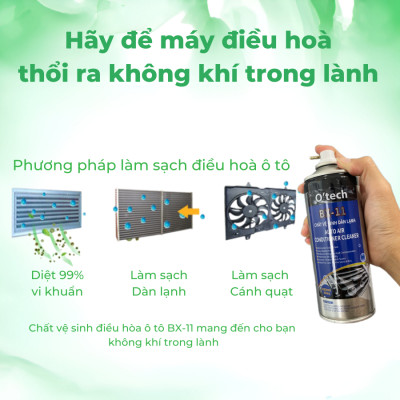 Bình Xịt Tạo Bọt Vệ Sinh Điều Hoà Dàn Lạnh Ô Tô Khử Mùi Máy Lạnh O’tech BX-11 Air Conditioner Foam Cleaner - Hàng Chính Hãng