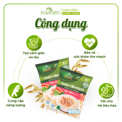 Thùng 30 Gói Cháo Yến Mạch Thịt Heo Bằm Xuân An 40G (Tặng Kèm 5 Gói)