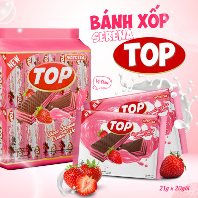 Bánh Xốp Kem Serena TOP – Giòn Tan, Thơm Ngon Khó Cưỡng – Túi 420g (20 gói)