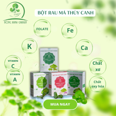 Nông Xanh Garden Combo 4 Hộp Bột Rau Má Thủy Canh Nguyên Chất + Nguyên Chất Có Đường + Đậu Xanh Cốt Dừa + Hạt Sen Hộp 15 gói hòa tan uống liền, dễ uống, thanh nhiệt, thải độc, làm đẹp da