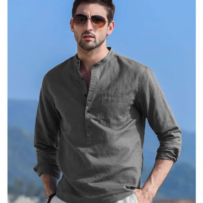  Sơ mi nam dáng đẹp basic trơn cổ điển, áo sơ mi cổ tàu công sở