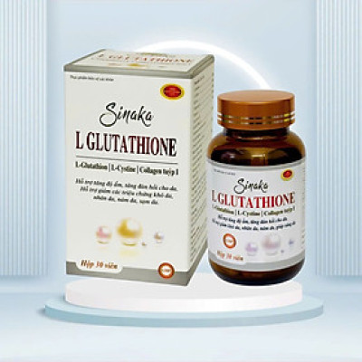 Viên uống trắng da L Glutathione sinaka, hộp 30 viên