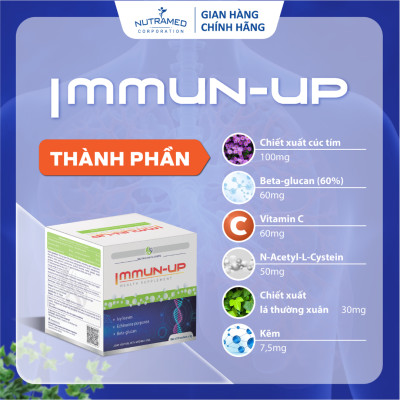 Gói bột uống Immun Up hỗ trợ hiệu quả cho viêm đường hô hấp trên (30 gói) - Nutramed