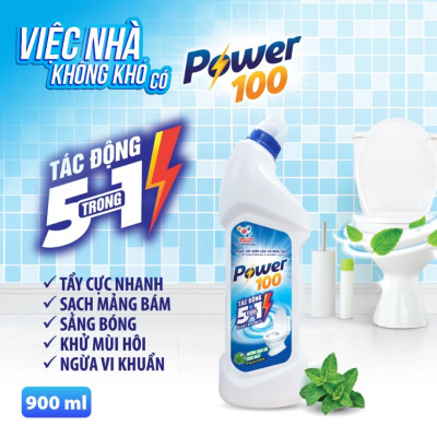 Combo 2 Chai Nước Tẩy Bồn Cầu Và Nhà Tắm POWER100 Hương Bạc Hà 900mlx2