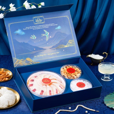 Set Quà Tặng Sức Khỏe Vạn Niên Cát Tường Hoàng Kim (100g Yến Tinh Chế 1 và ĐTHT) Quà Mừng Thọ, Bồi Bổ Sức Khỏe Người Già