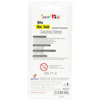 Kéo Học Sinh Monster Truck - Smart Kids SC07 - Xanh Dương