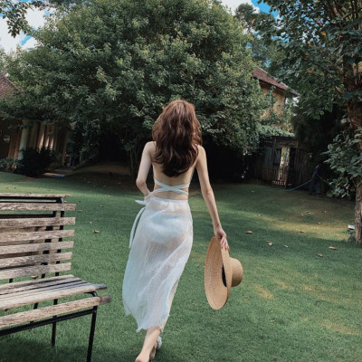 Bộ đồ bơi bikini liền thân nữ sexy quyến rũ kèm váy choàng - B44