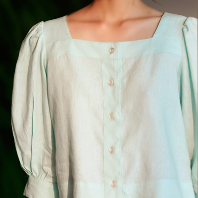 Áo Croptop Linen Aqua TOP132 Thời trang thiết kế Hity