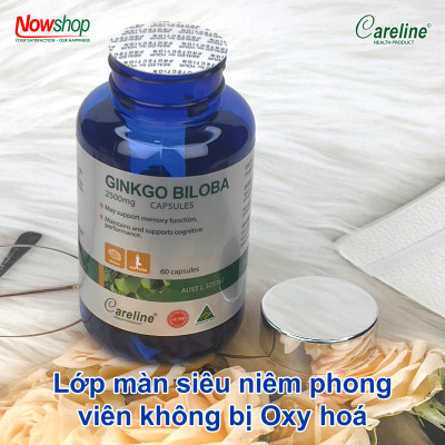 Ginkgo Biloba 2500mg Careline hộp 60 viên tăng tuần hoàn não giảm đau đầu chóng mặt tiền đình
