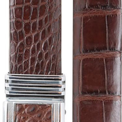 Thắt Lưng Nam Da Cá Sấu Nguyên Con Bụng Bản Lớn Huy Hoàng HT4750 - Nâu Đất