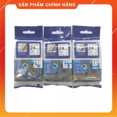 Nhãn In HZE-S251 - Đen nền trắng 24mm x 8m - Dùng cho máy in BROTHER - AIMO - PUTY [Hàng nhập khẩu]