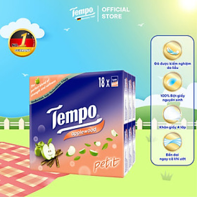 [COMBO 3 LỐC] Khăn giấy bỏ túi cao cấp Tempo Petit 18 gói - 4 lớp bền dai, an toàn cho da - Thương hiệu Đức
