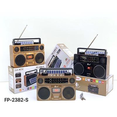 Đài Radio Nghe Nhạc FP-2382-S -Sạc Năng Lượng Mặt Trời, Đài FM, AM, SW-Thiết Kế Cổ Điển Sang Trọng, Ăn-Ten Bắt Sóng Mạnh, Hỗ Trợ Cắm USB-Thẻ Nhớ-Hàng Chính Hãng