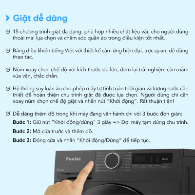 HWM F8105ADG - Máy Giặt Cửa Trước Funiki HWM F8105ADG - Hàng Chính Hãng - Chỉ Giao Hồ Chí Minh