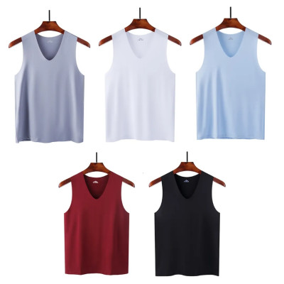 Áo lót nam áo ba lỗ body sát nách cổ chữ V vải lụa lạnh mát không đường may cao cấp