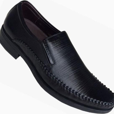 Giày tây nam không dây Trường Hải đen da bò cao cấp cao 3cm đế cao su GT100