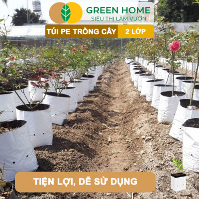 10 Túi Trồng Cây GreenHome, PE 2 Lớp, 18x36CM, Chống UV, Tiện Lợi, Độ Bền 1,5 Năm, Trồng Rau, Hoa