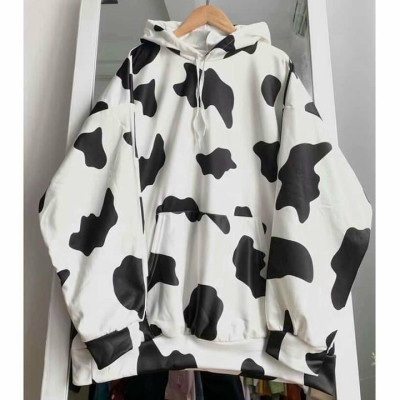 ÁO HOODIE - ÁO KHOÁC NỈ NGOẠI In 3D Bò Sữa Cổ Chui (HD2420 - Kèm Video Ảnh Thật)