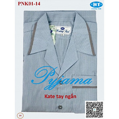 Bộ Pyjama HUONGTAM Kate  tay ngắn nam cao cấp(PNK02N4). Chất liệu Kate loại tốt:  mềm mại, thoáng mát, không phai màu.