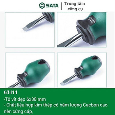 Tuốc nơ vít dẹp, tô vít 6x38mm sata 63411 - Hàng chính hãng