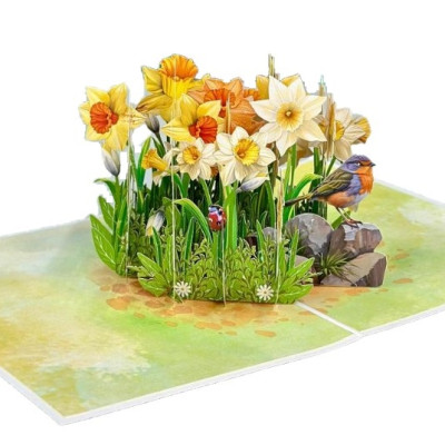 Thiệp 3D Pop Up Hoa Thủy Tiên Vàng – Thiệp Hoa Nghệ Thuật, Thiệp Chúc Mừng, Sinh Nhật, May Mắn, F56