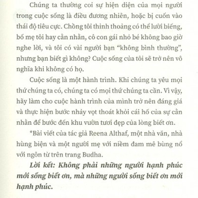Biết Ơn Nhiều Hơn Sẽ Hạnh Phúc Hơn