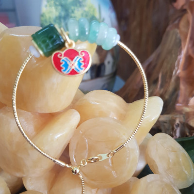 Vòng Tay Charm 5 Đồng Tiền Xanh ngọc nhẹ Hạt Lu Xanh Đậm  Đá Cẩm Thạch Tự Nhiên  Vòng phối phụ kiên Đỏ Đỏ may mắn dây vàng kiểu rút đẹp xinh tay ạ