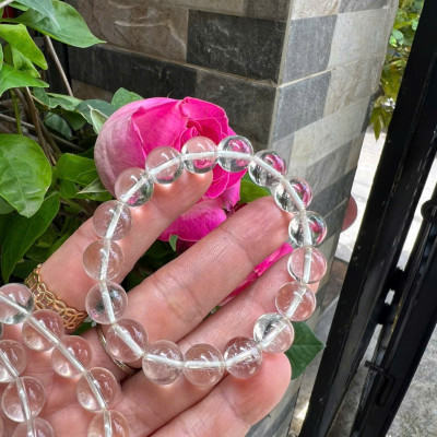 Vòng Chuỗi Nữ Đá Thạch Anh Trắng Tự Nhiên trong bóng đẹp size hạt 10mm Hợp Nữ mệnh Kim mệnh Thủy đeo đẹp xinh tay tốt cho sức khỏe công việc may mắn ạ