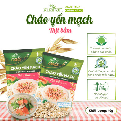 Combo 6 Gói Cháo Yến Mạch Thịt Heo Bằm Xuân An 40G (Tặng Kèm 1 Gói)