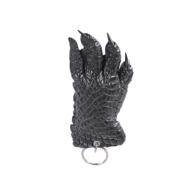 Móc khóa da cá sấu Huy Hoàng nguyên màu đen HT8271