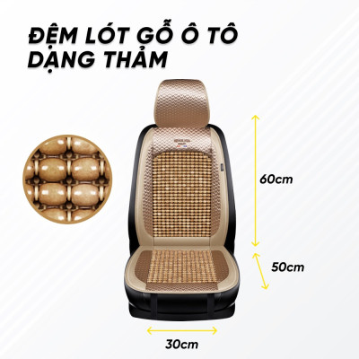 Thảm Lót Ghế Xe Ô Tô Massage Hạt Gỗ - Lưu Thông, Giảm Đau Khi Ngồi Lâu | Đệm Lót Ghế Ngồi Tấm Liền