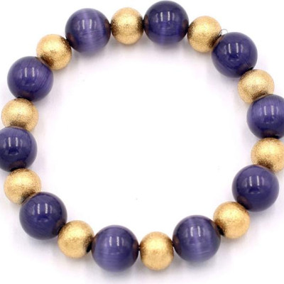 Chuỗi đeo tay - đá mắt mèo tím 10 ly VMEIHVT1 - hợp mệnh Hỏa, mệnh Thổ