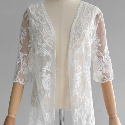 Áo khoác ren đi biển họa tiết hoa hồng, chất ren mềm đẹp, dễ phối đồ | AR018