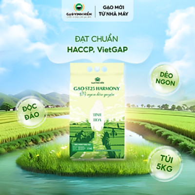 Gạo ST25 Harmony Vinh Hiển 5KG - Dẻo mềm, thơm ngon, cao cấp - Vị ngon hòa quyện