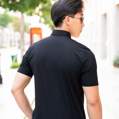 Áo Polo Nam Thể Thao Cổ Sơ Mi ALLPUR CoolMax Siêu Mát - Ngăn mùi - Màu Đen Phối Trắng